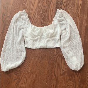 Shein dot frill trim milkmaid top